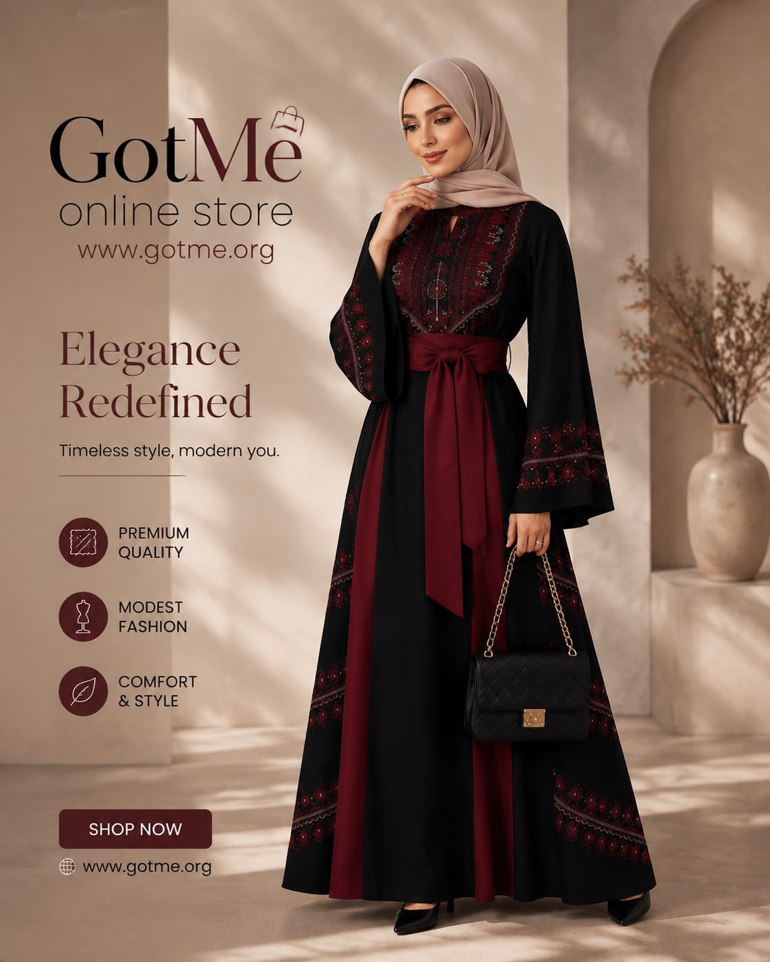 Tatreez Elegance Abaya" — Palestinian Embroidered Kaftan with Bell Sleeves & Satin Sash