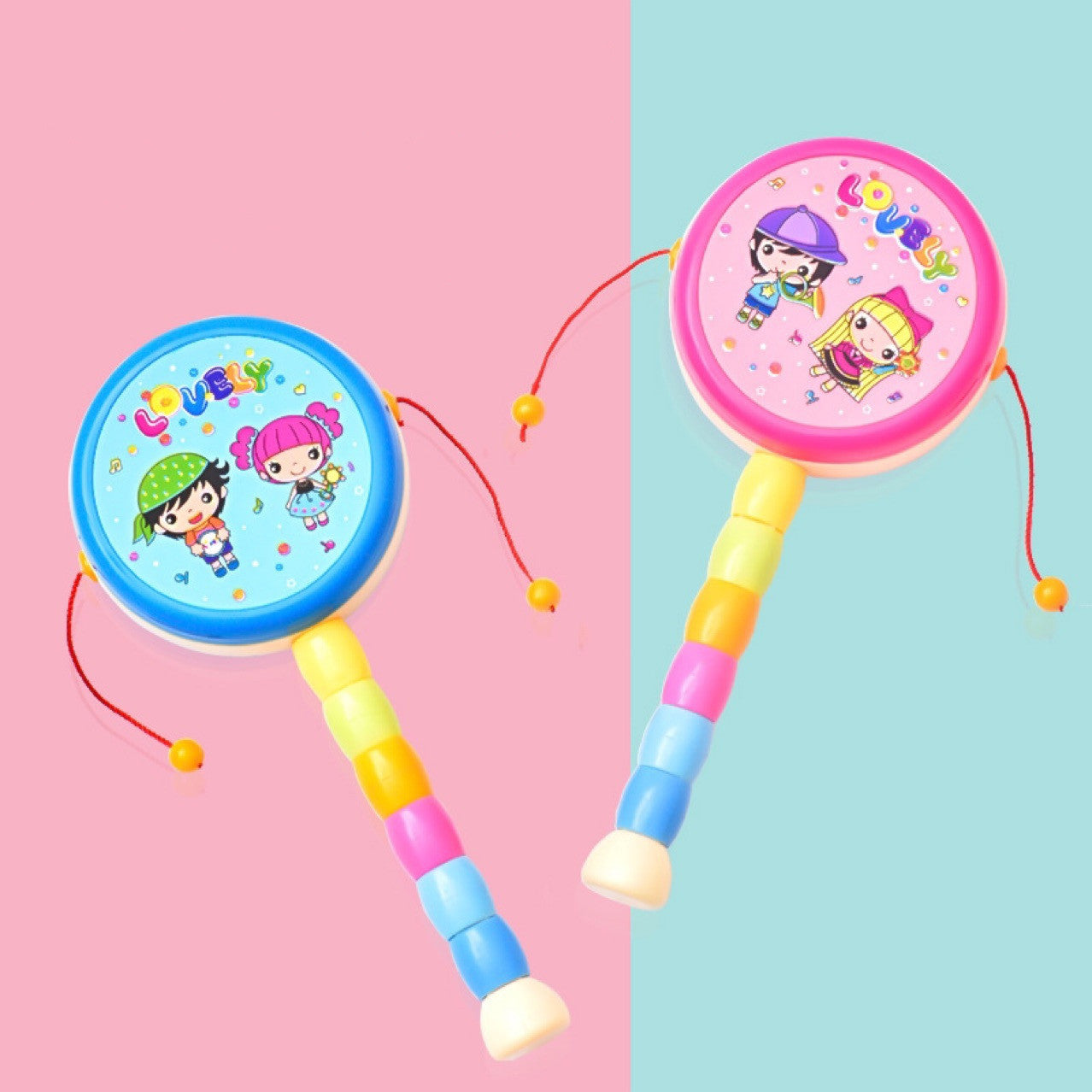 Rattle 0-6-12 Months Old Baby Can Chew On Traditional Wave Drum