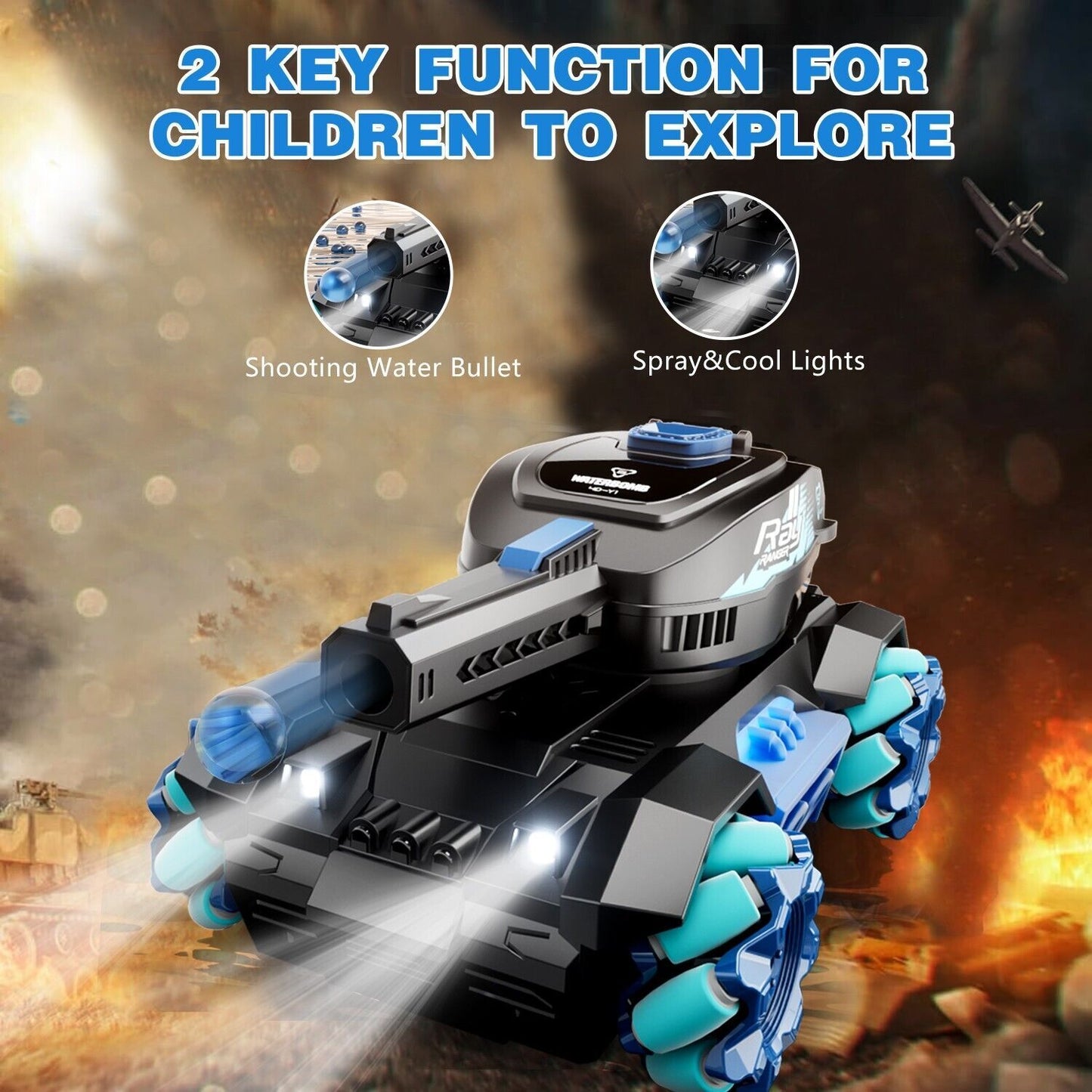 4DRC Y1 RC Truck Drift Gesture Vehicle, RC Track Scale Water Bullet Shooting, All Terrain Four-wheel Drive Combat Stunt Vehicle 360 Rotation, Logistics Randomly Sent By UPS, USPS, FEDEX, Banned Plat