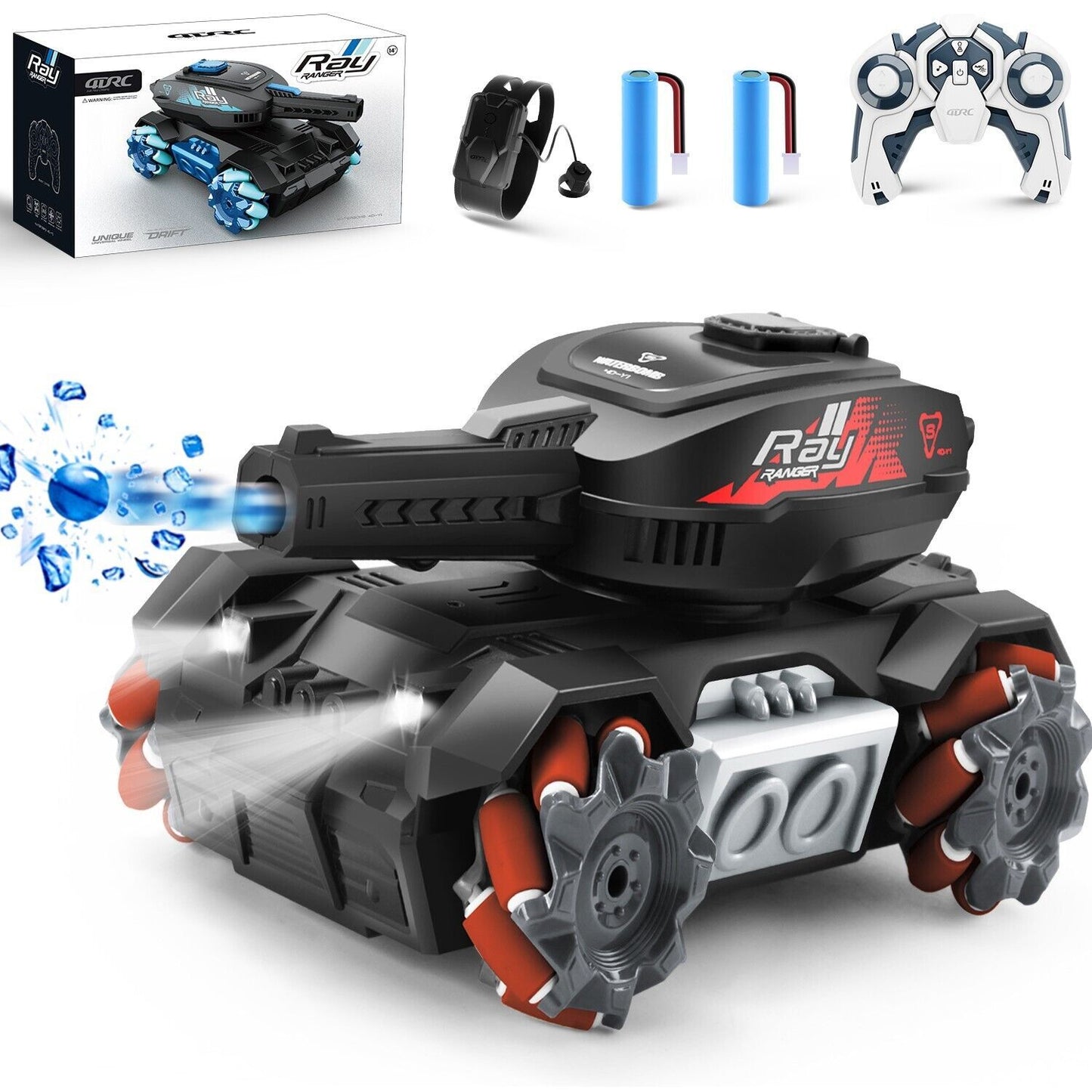 4DRC Y1 RC Truck Drift Gesture Vehicle, RC Track Scale Water Bullet Shooting, All Terrain Four-wheel Drive Combat Stunt Vehicle 360 Rotation, Logistics Randomly Sent By UPS, USPS, FEDEX, Banned Plat
