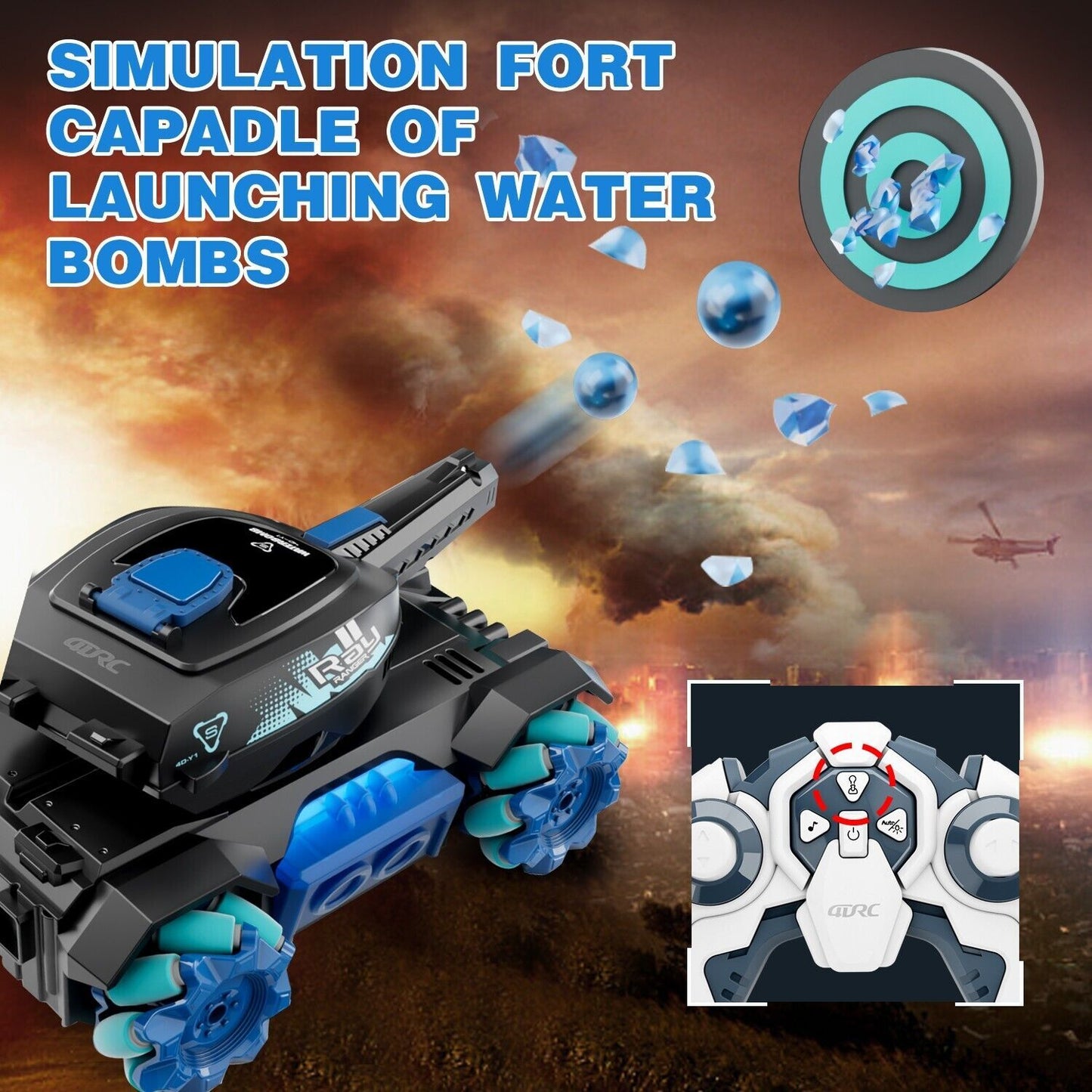 4DRC Y1 RC Truck Drift Gesture Vehicle, RC Track Scale Water Bullet Shooting, All Terrain Four-wheel Drive Combat Stunt Vehicle 360 Rotation, Logistics Randomly Sent By UPS, USPS, FEDEX, Banned Plat