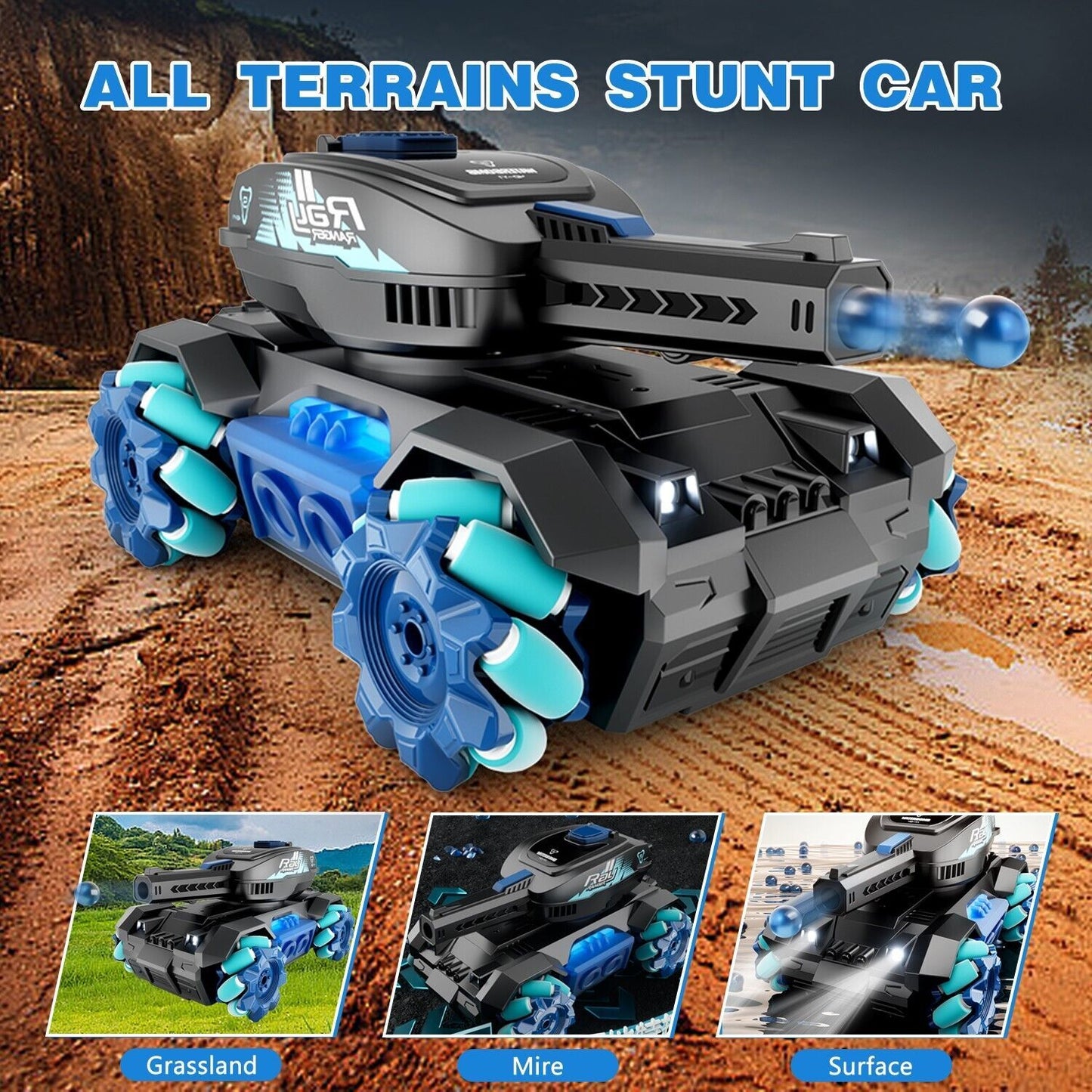 4DRC Y1 RC Truck Drift Gesture Vehicle, RC Track Scale Water Bullet Shooting, All Terrain Four-wheel Drive Combat Stunt Vehicle 360 Rotation, Logistics Randomly Sent By UPS, USPS, FEDEX, Banned Plat