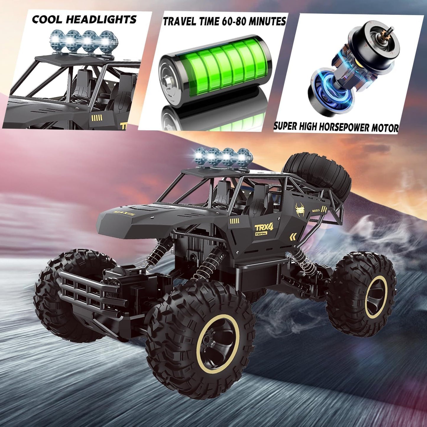 2025 NEW 4DRC Rc Car Rock Crawler Rechargeable Off Road Truck 4WD , Metal Shell LED Headlights RC Remote Control Off Road Car Truck,Logistics Is Randomly Sent By UPS,USP.