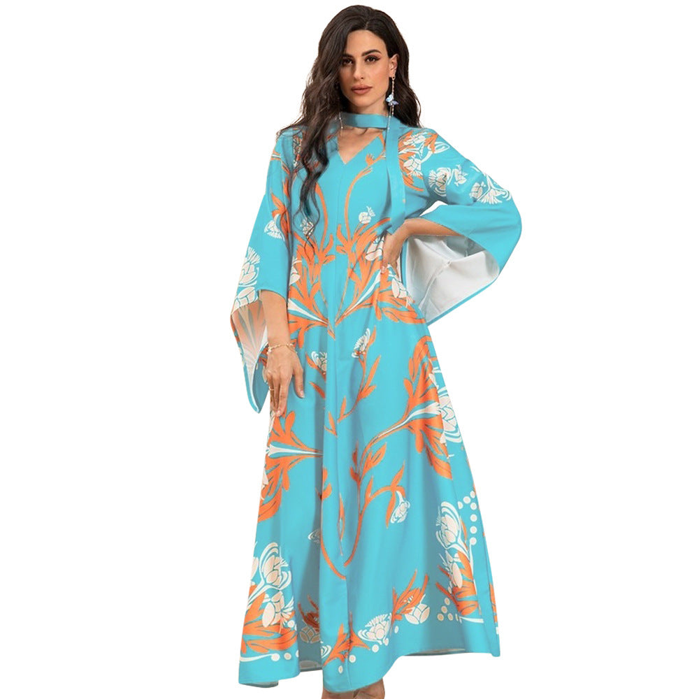 Traditional Muslim Long Sleeve Crew Abaya