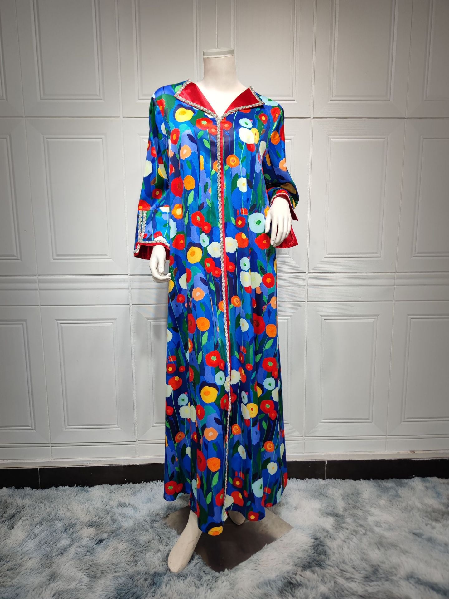 Muslim Satin Patchwork Abaya