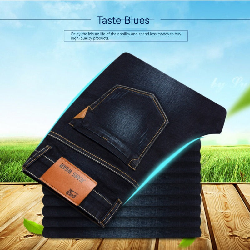 Slim Fit Elastic Straight Leg Jeans