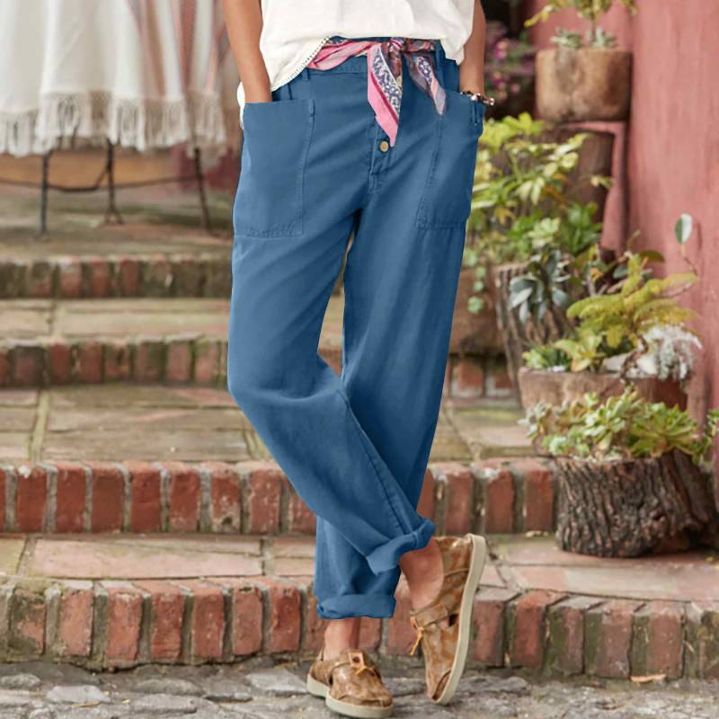 Buckle Loose Casual Pants