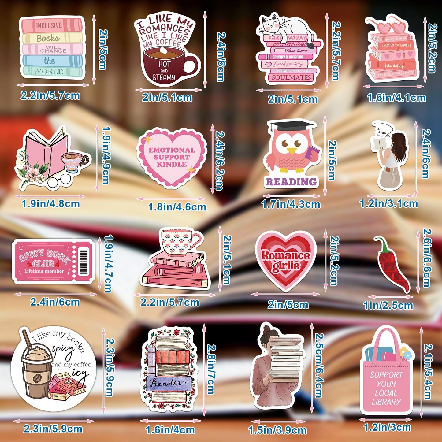 Book Stickers For Kindle, Romance Book Stickers, Aesthetic Bookish Stickers For Adults, Vinyl Decals For Laptops, Water Bottles, Booktok Book Lovers Gifts Scrapbooking Stickers,Amazon Is Banned
