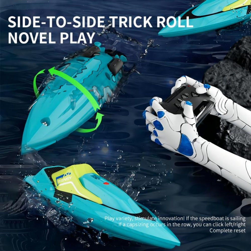 4DRC S5 Remote Control Boat For Swimming Pools And Lakes, 2.4GHz 20 MPH Racing Boat, Rechargeable Battery, Low Battery Alarm, Gifts For Boys And Girls, Logistics Sent Randomly By UPS,USPS,FEDEX