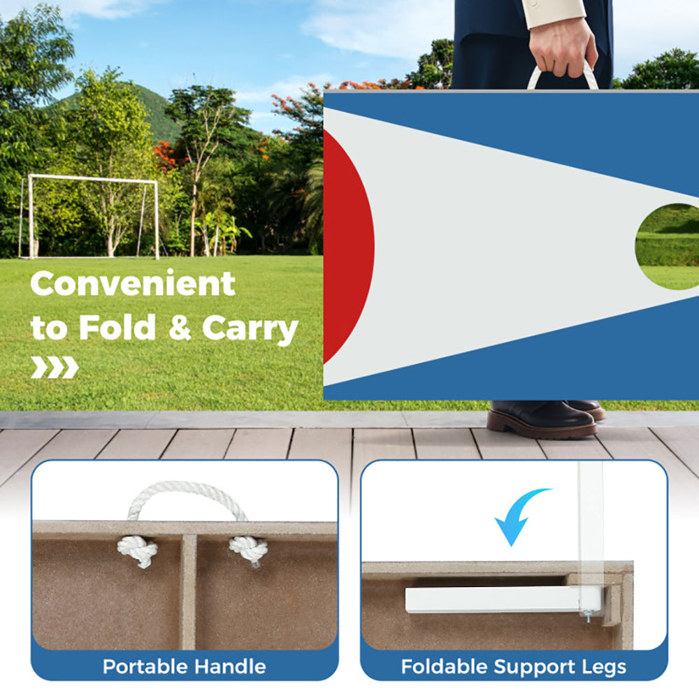 Portable Cornhole Board With Foldable Legs And Side Handle