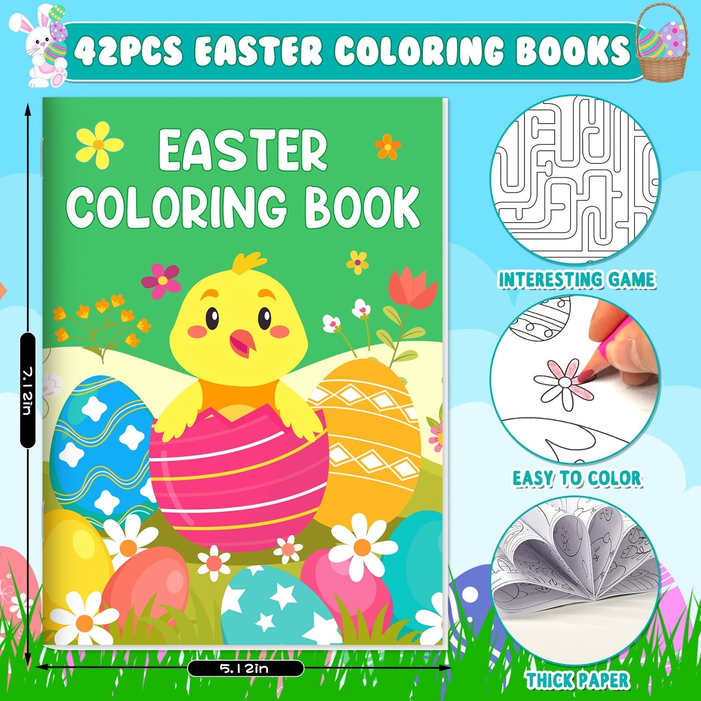 42-pack Easter Kids Colouring Book For Children Aged 4-8 And 8-12 Years Old