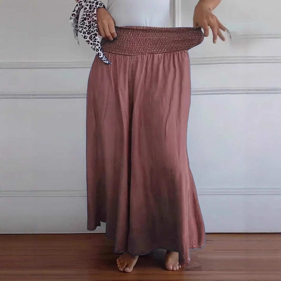 Women's Wide-leg Elastic Waist Pants