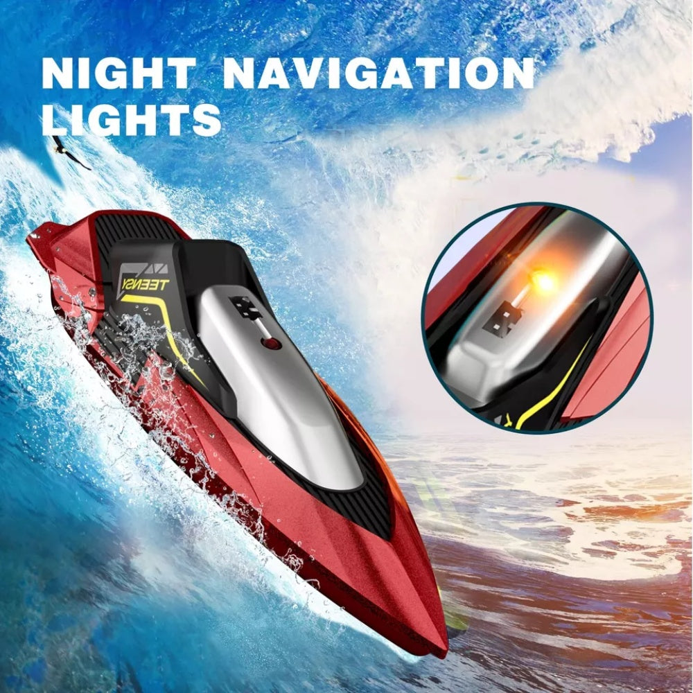 4DRC S5 Remote Control Boat For Swimming Pools And Lakes, 2.4GHz 20 MPH Racing Boat, Rechargeable Battery, Low Battery Alarm, Gifts For Boys And Girls, Logistics Sent Randomly By UPS,USPS,FEDEX
