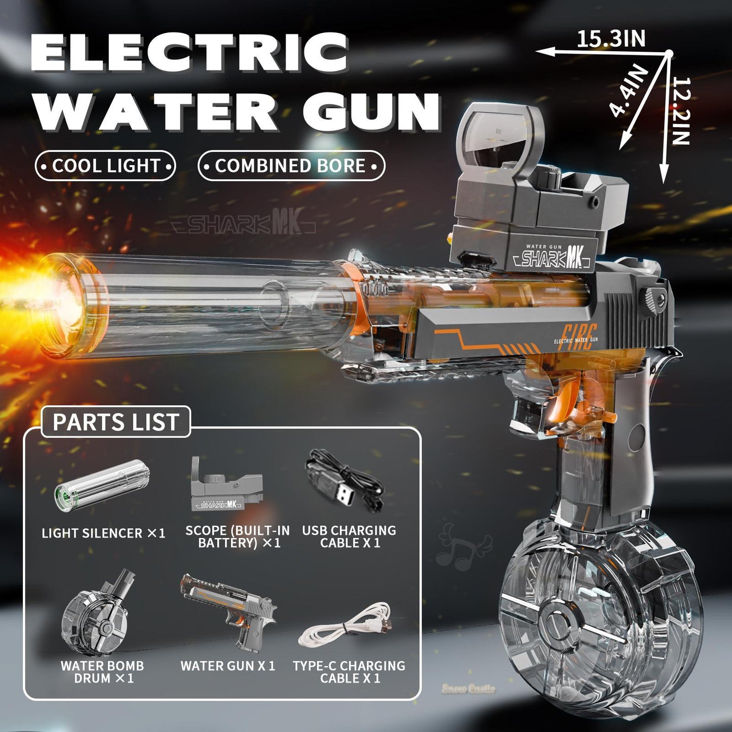 Transparent Desert Eagle Electric Water Gun - The Perfect Gift For Summer Holidays, Safe And Fun To Play