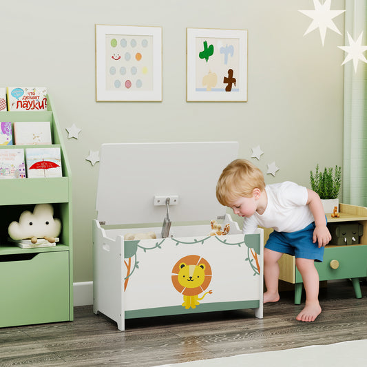 Toy Box With Lid, Safety Hinges And Groove Handles, Toy Storage Organizer For Kids, Living Room, Playroom, Green