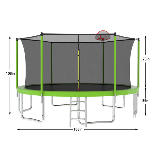 14FT For Kids Children With Safety Enclosure Net Outdoor Backyards Large Recreational Trampoline