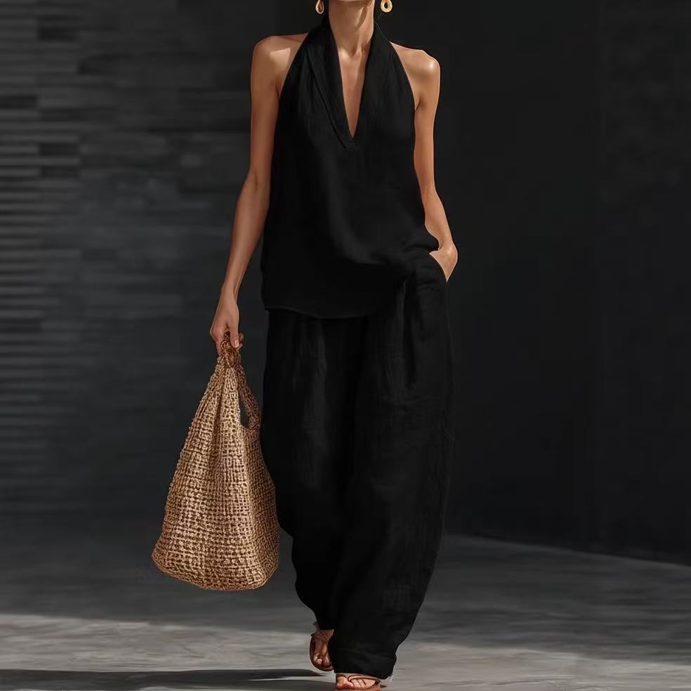Casual Wide-Leg Pants Two-Piece Set