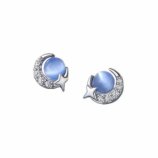 Starry Sky Women's Mini Blue Zircon Earrings-Stylish And Elegant, It's The Perfect Birthday Gift For Your Girlfriend Or Girlfriend-Selling On Temu Is Prohibited