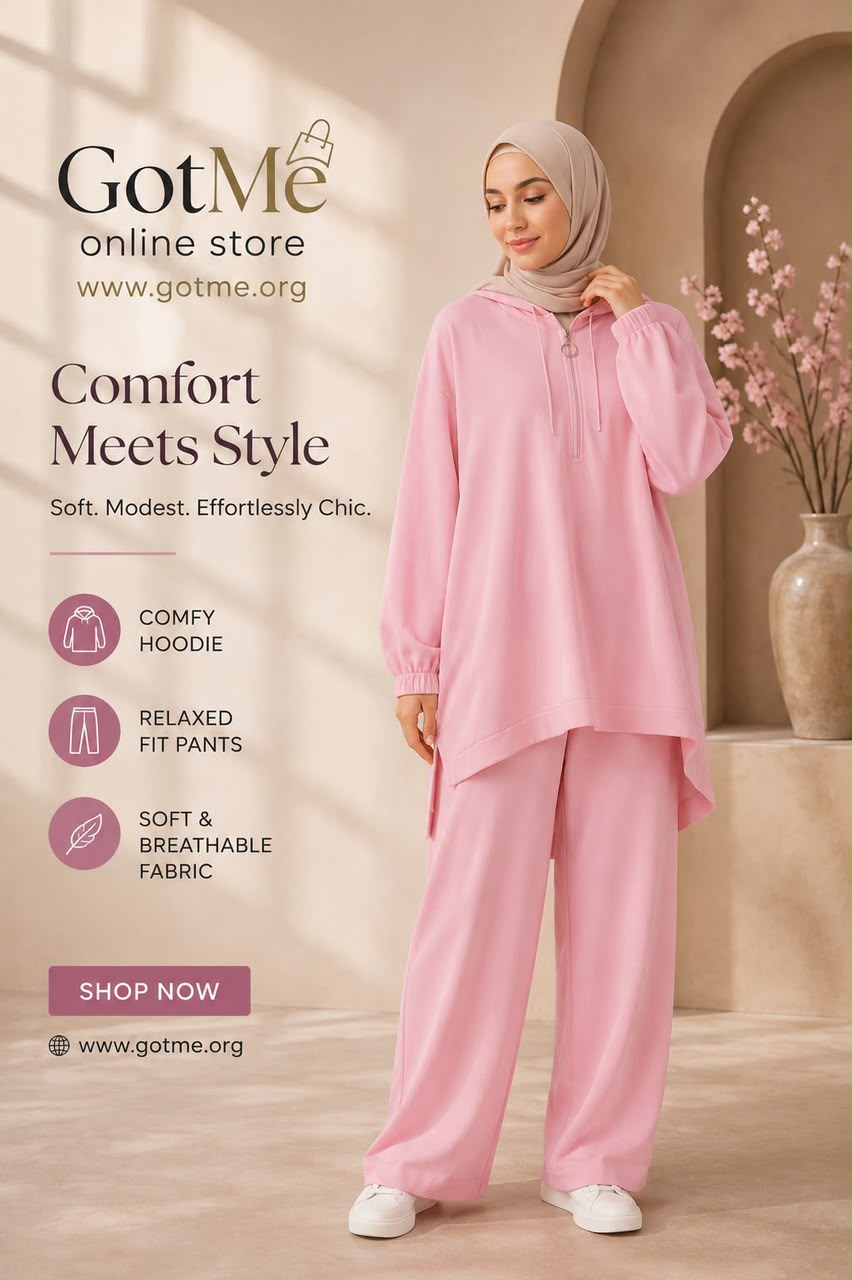Cozy Hoodie Set" — Half-Zip Hoodie Tunic & Relaxed Wide-Leg Pants Coord