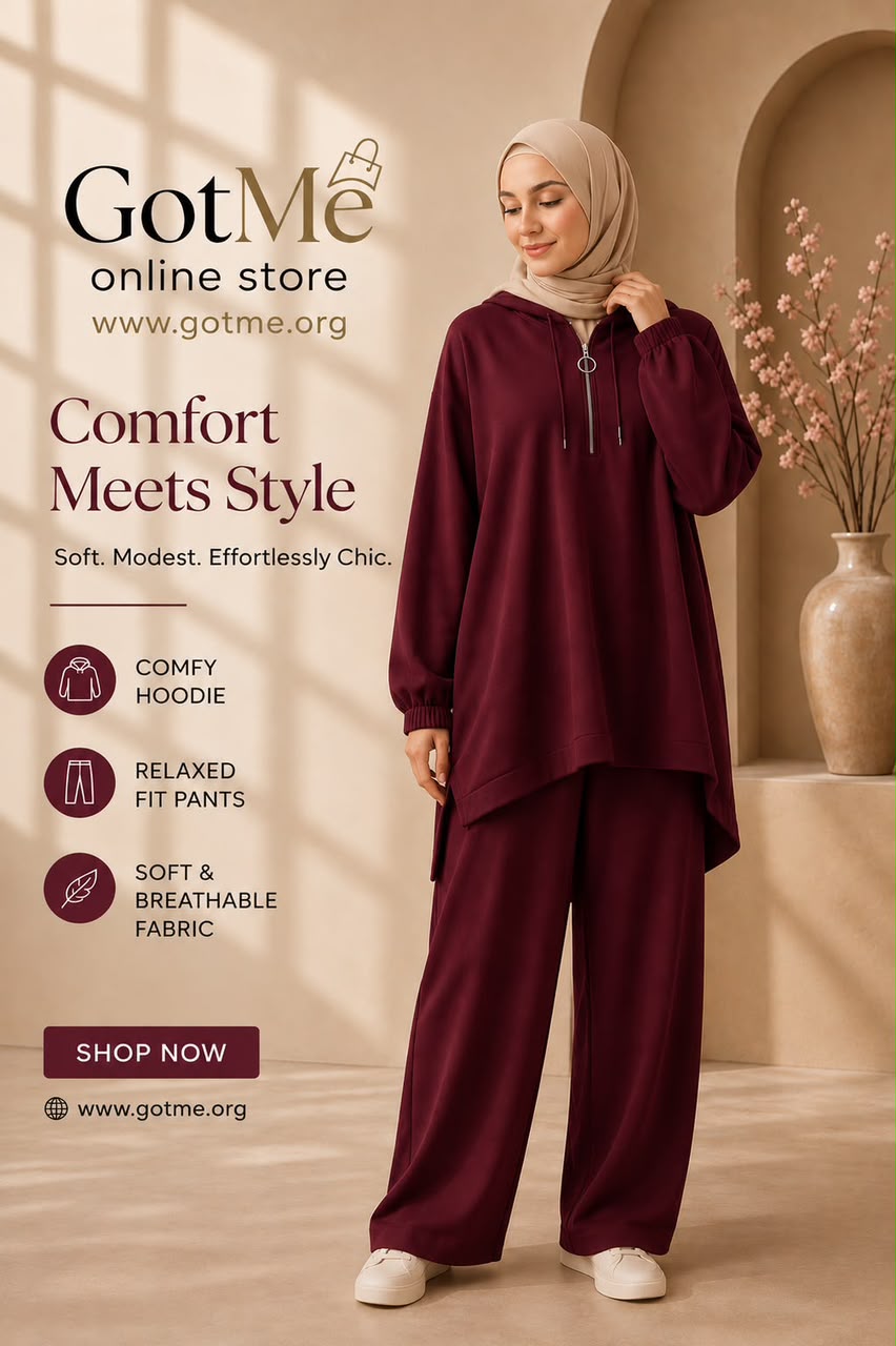 Cozy Hoodie Set" — Half-Zip Hoodie Tunic & Relaxed Wide-Leg Pants Coord