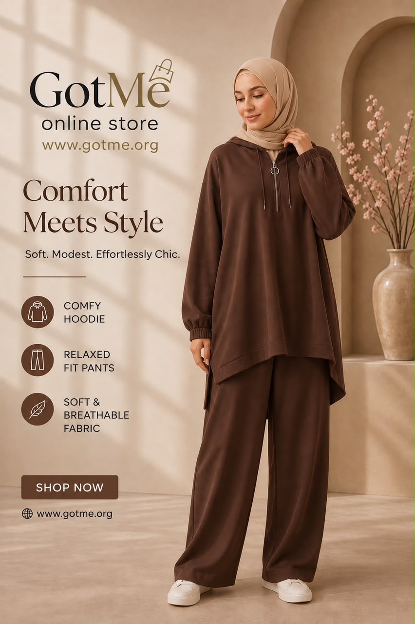 Cozy Hoodie Set" — Half-Zip Hoodie Tunic & Relaxed Wide-Leg Pants Coord