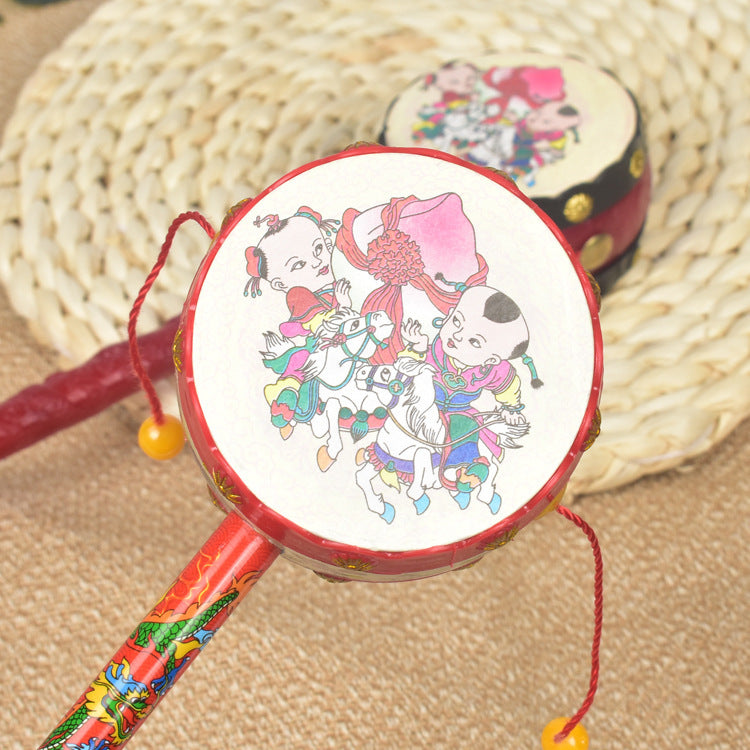 Rattle 0-6-12 Months Old Baby Can Chew On Traditional Wave Drum