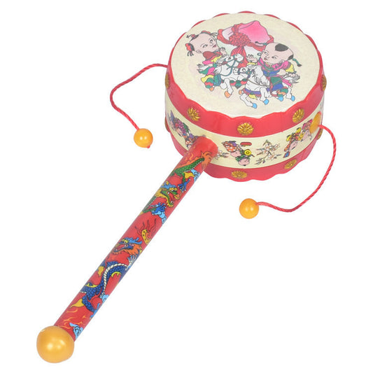 Rattle 0-6-12 Months Old Baby Can Chew On Traditional Wave Drum