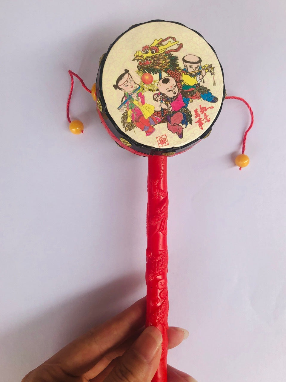 Rattle 0-6-12 Months Old Baby Can Chew On Traditional Wave Drum