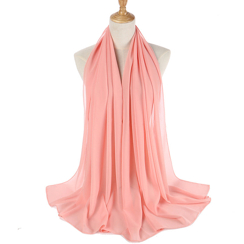 Women's Hijab Scarf Monochrome Pearl Chiffon Headscarf