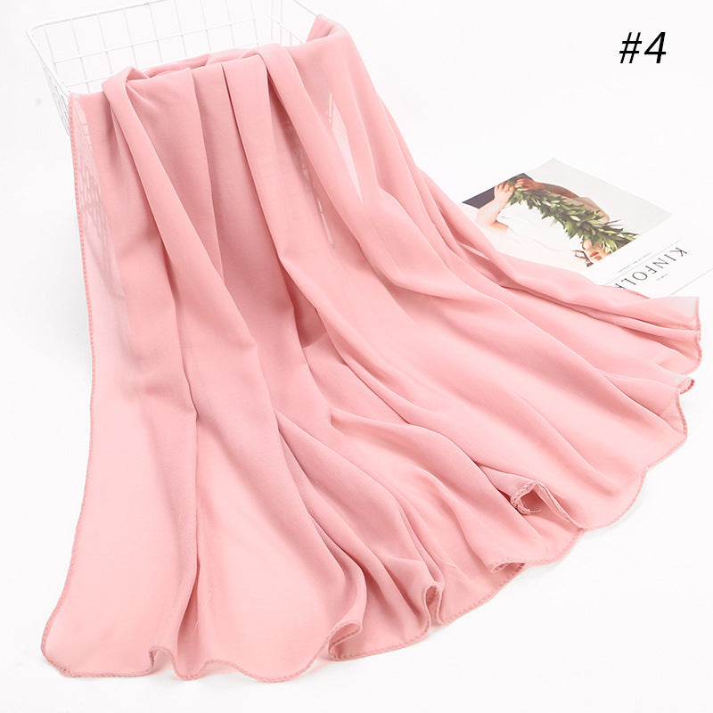 Women's Hijab Scarf Monochrome Pearl Chiffon Headscarf