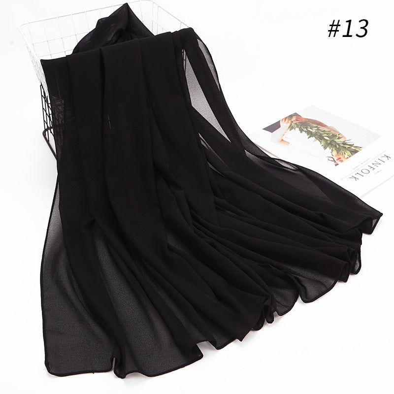 Women's Hijab Scarf Monochrome Pearl Chiffon Headscarf