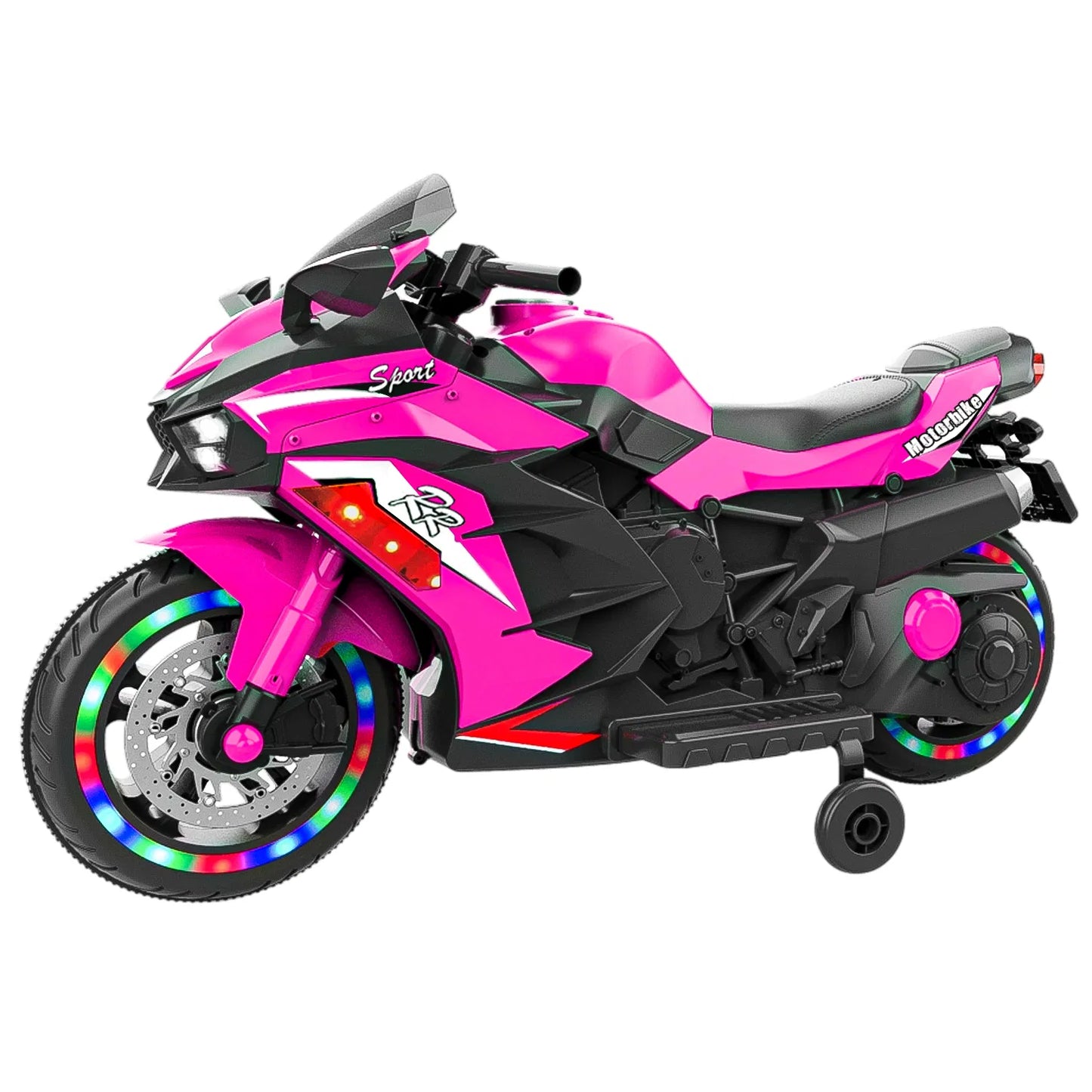 Kids Powered Ride-ons Toy, Kids Motorcycle For 3-6 Years, 12V Electric Ride On Motorcycle With Light Wheel & Bluetooth Music-Pink
