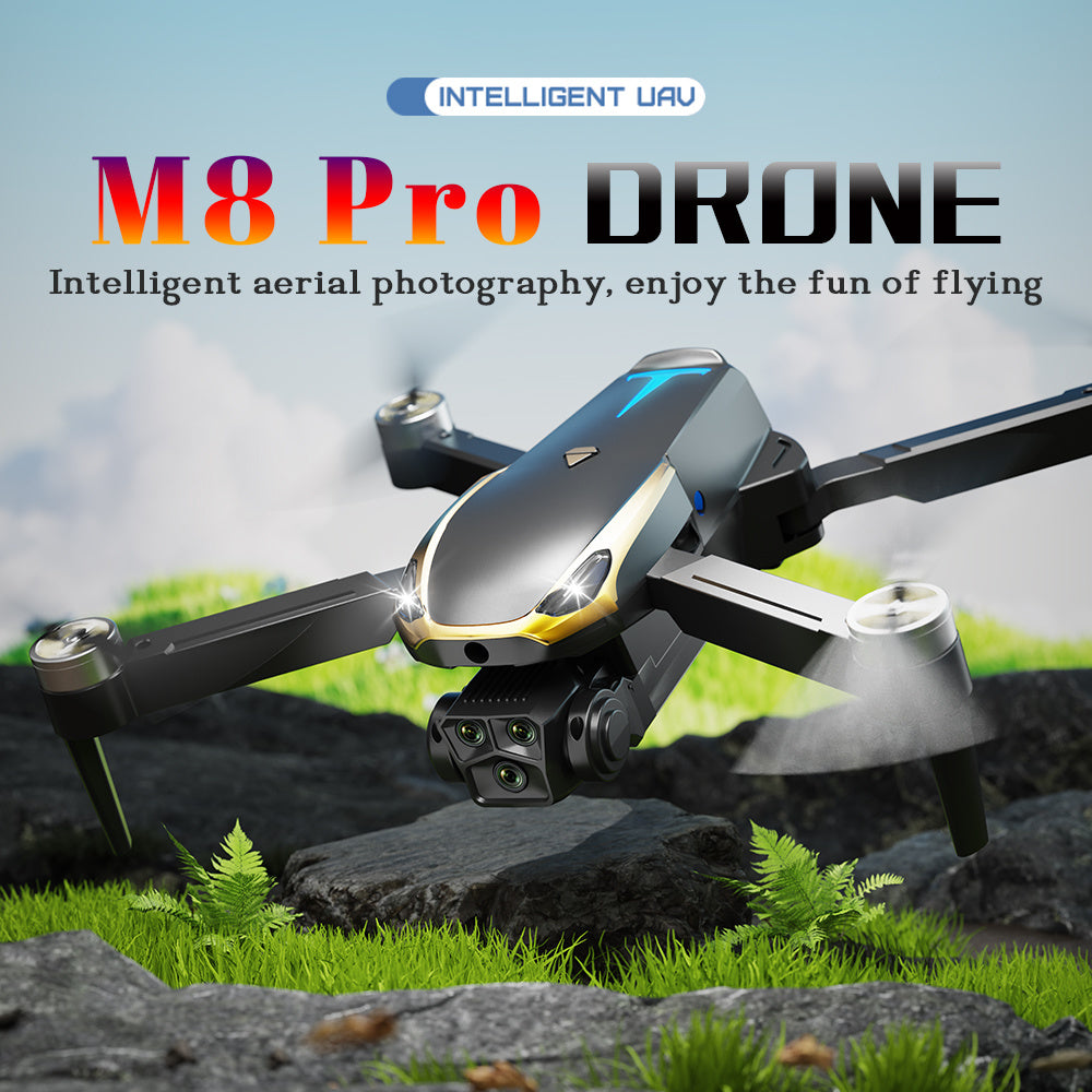 M8 PRO Drone Toys With 2 Batteries, HD Camera, Brushless Motor, FPV Live Video Quadcopter, Intelligent Obstacle Avoidance, Optical Flow Positioning Accurate Hover Shooting, 360 Degree Rolling, Gifts