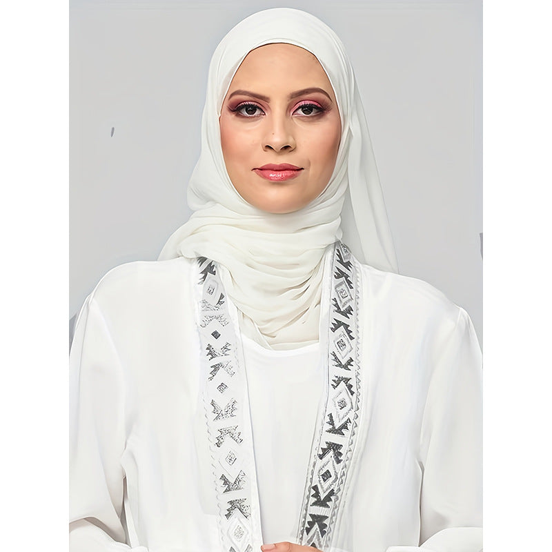 White Dress And Robe 2-piece Set With A Mesh Hijab