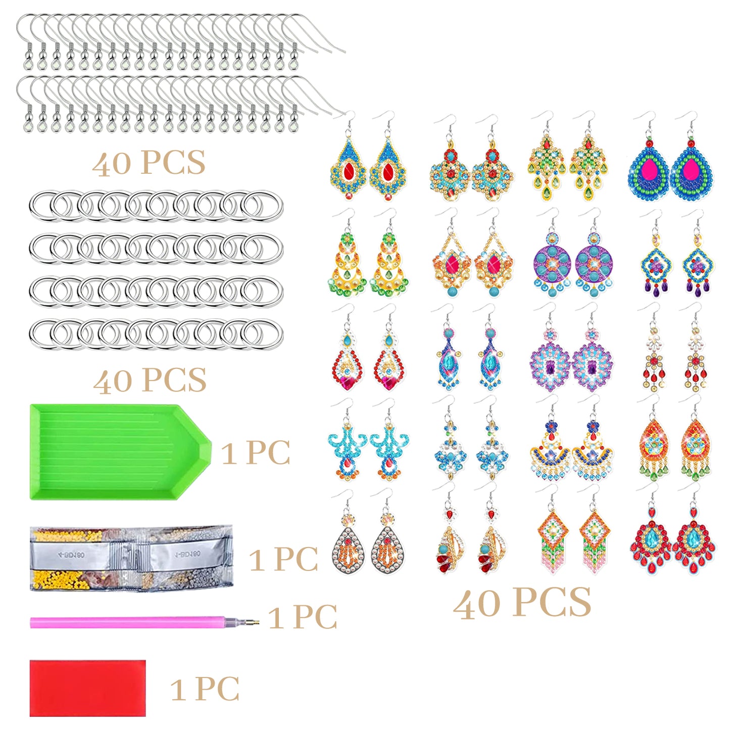 20 Pairs Rhinestones Painting Earrings Making Kit