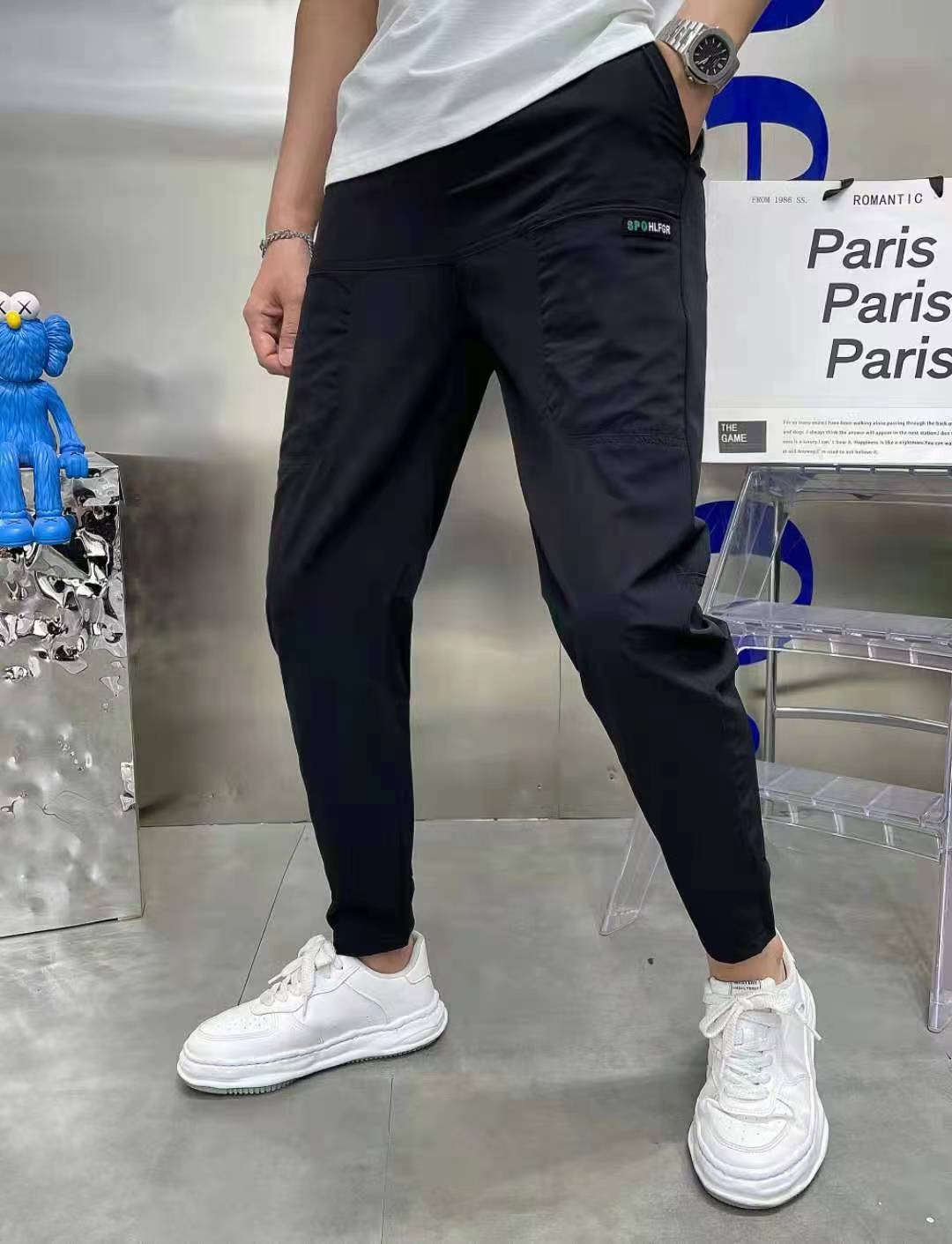Embroidered Elevation Elastic Casual Pants
