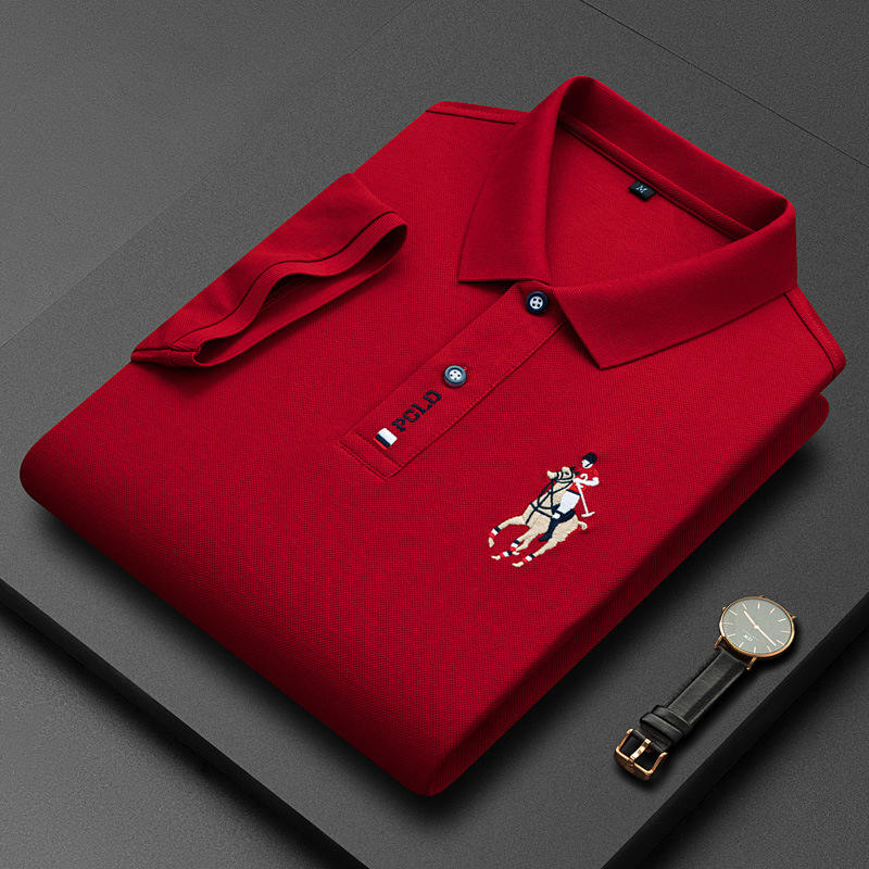 Embroidered lapel POLO-with Lgo
