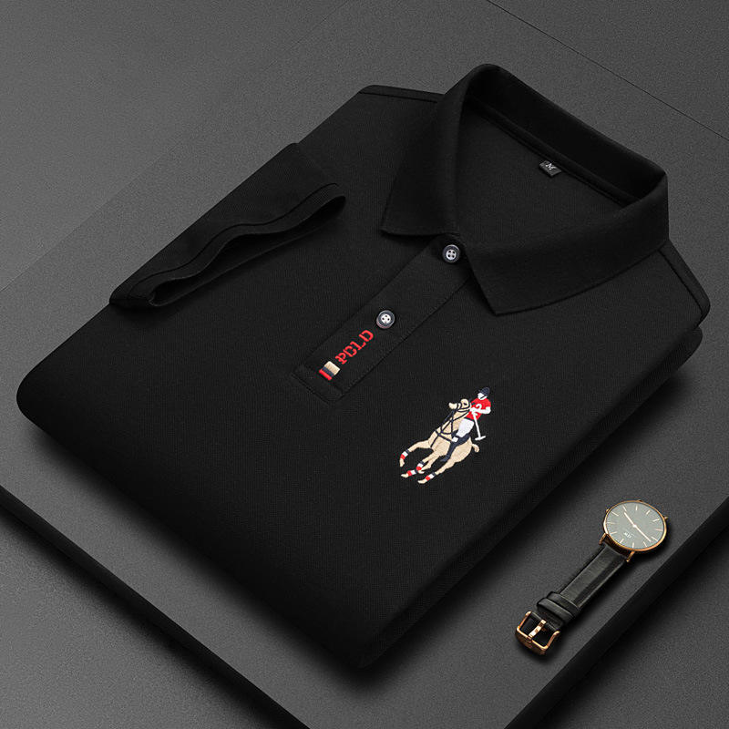Embroidered lapel POLO-with Lgo