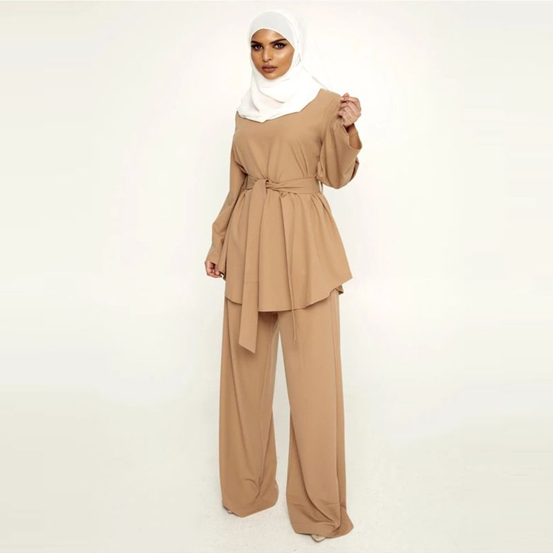 Women Islamic Clothing Muslim Abaya Set