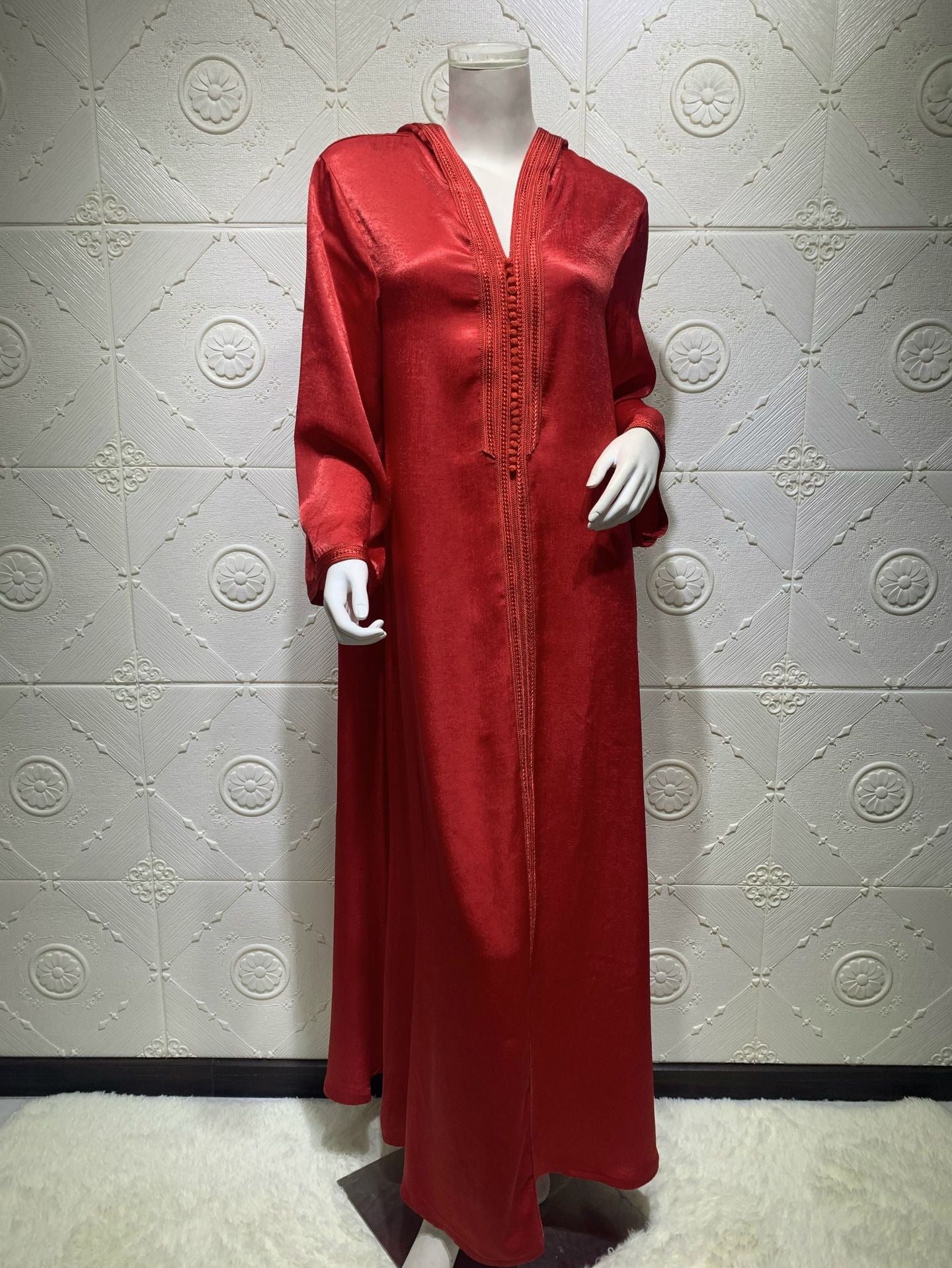 Muslim Hooded Lace Velvet Abaya