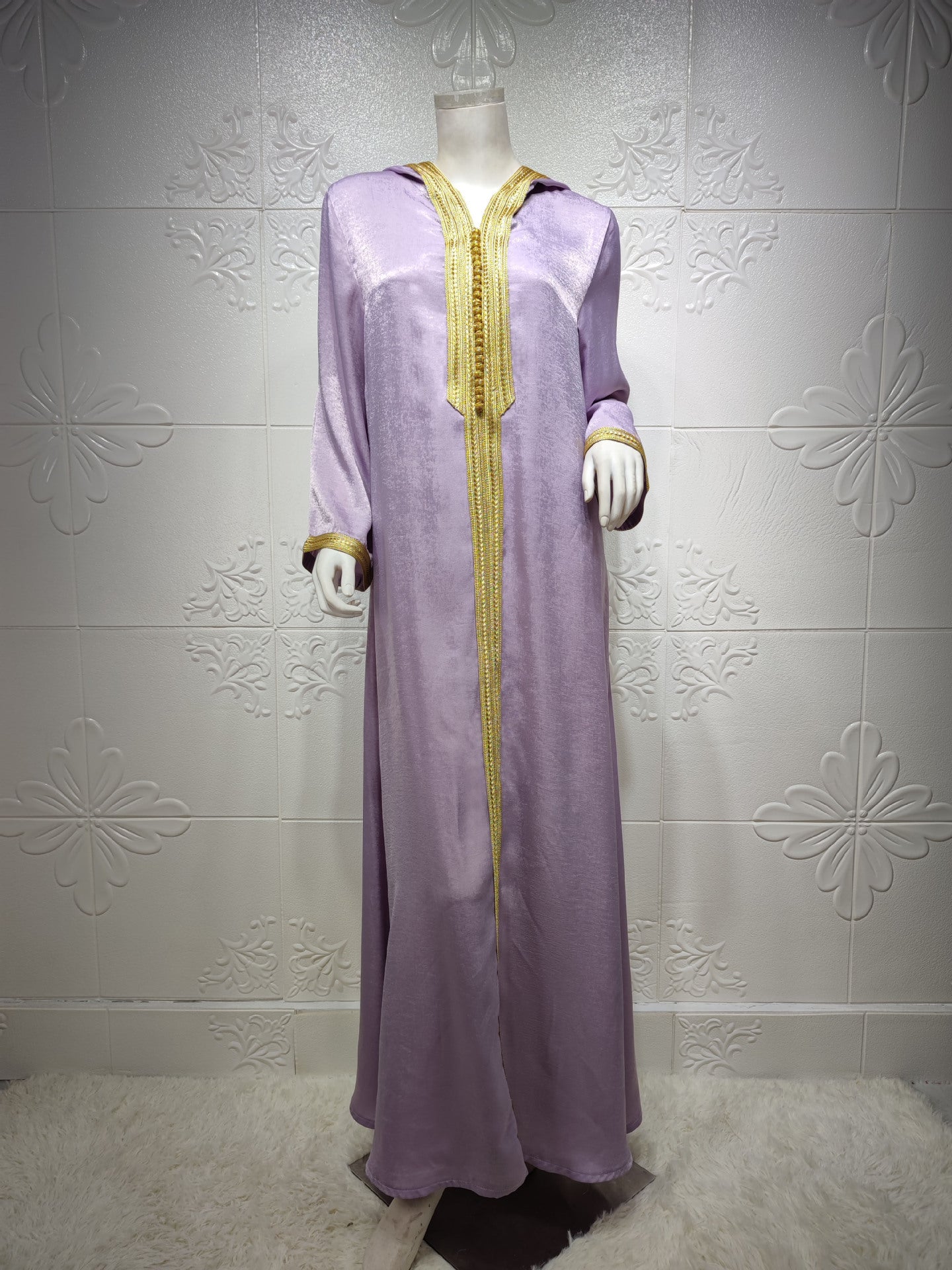 Muslim Hooded Lace Velvet Abaya
