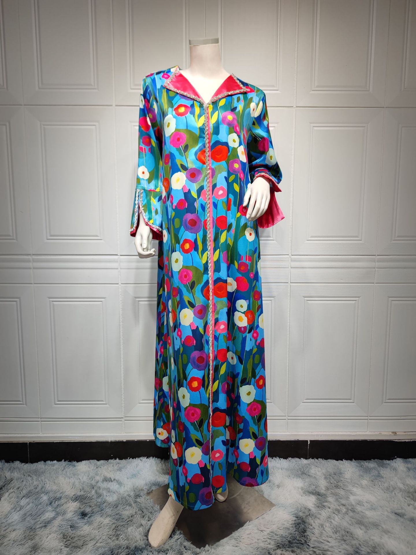 Muslim Satin Patchwork Abaya