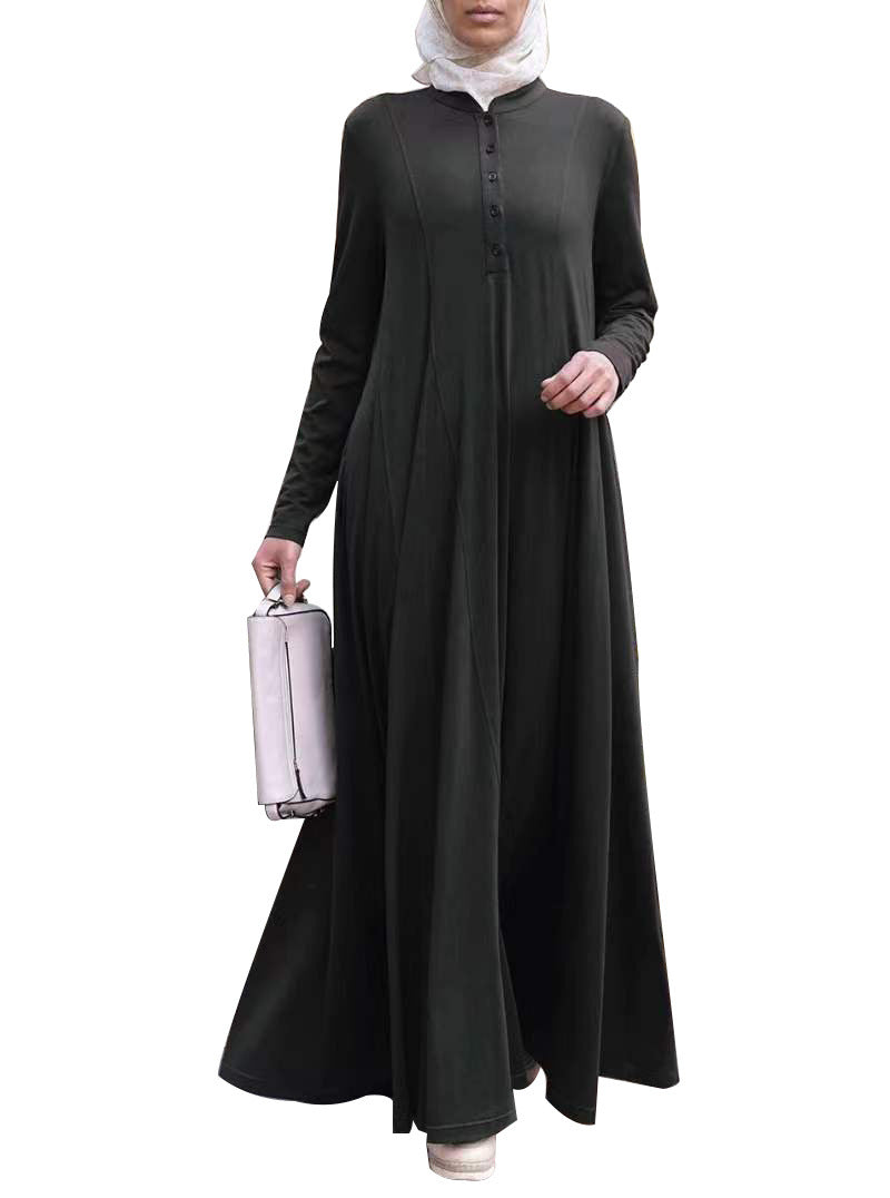 Muslim Solid Color Loose Fitting Abaya