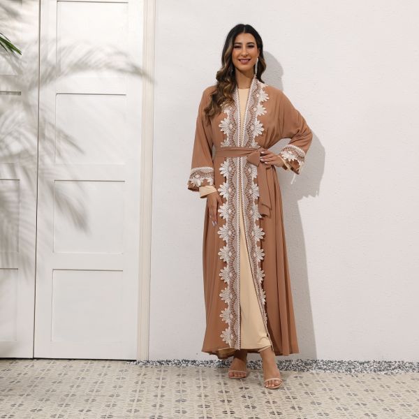 Muslim Embroidered Lace Abaya