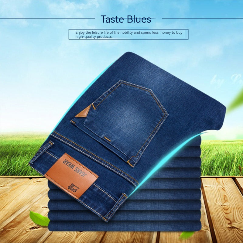 Slim Fit Elastic Straight Leg Jeans