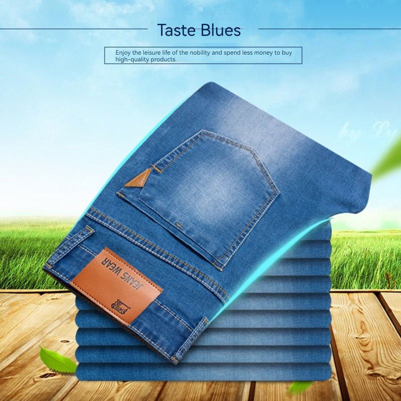Slim Fit Elastic Straight Leg Jeans
