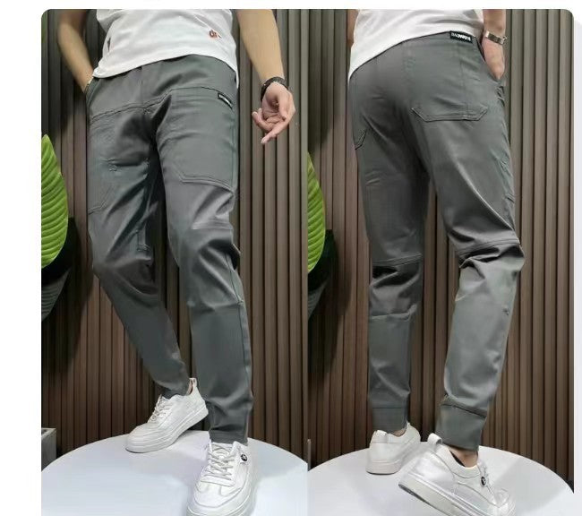 Embroidered Elevation Elastic Casual Pants