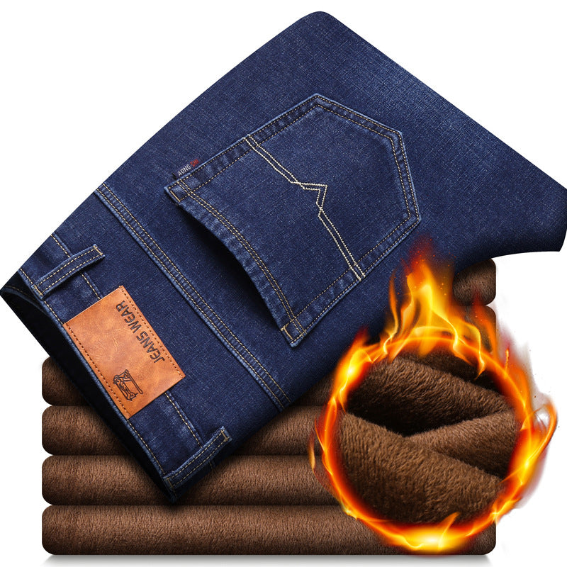 Warm Elastic Plush Jeans