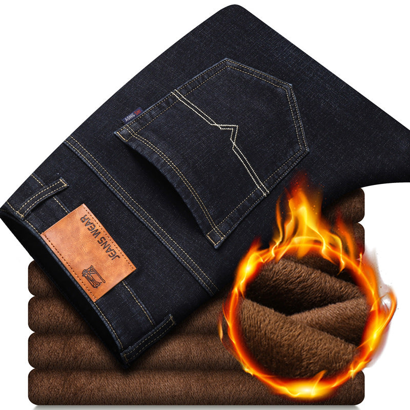 Warm Elastic Plush Jeans
