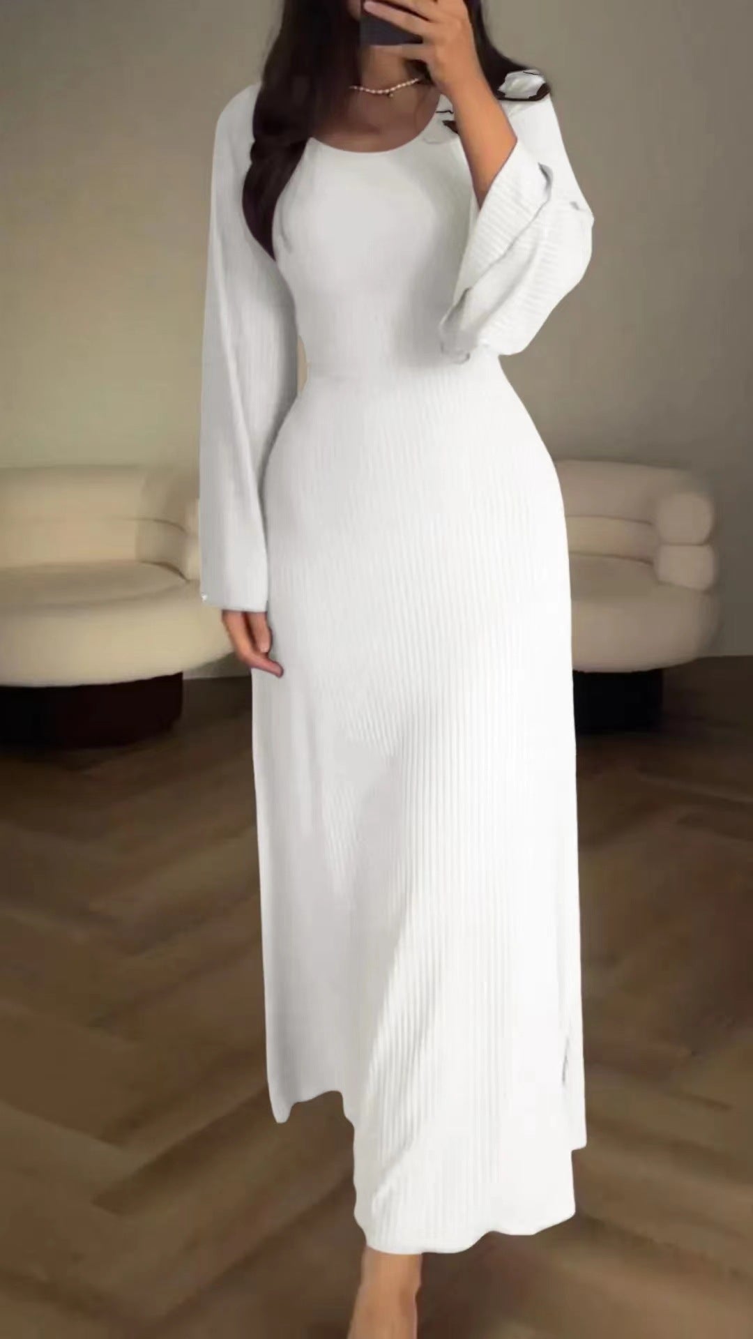 Long Sleeved Slit Dress